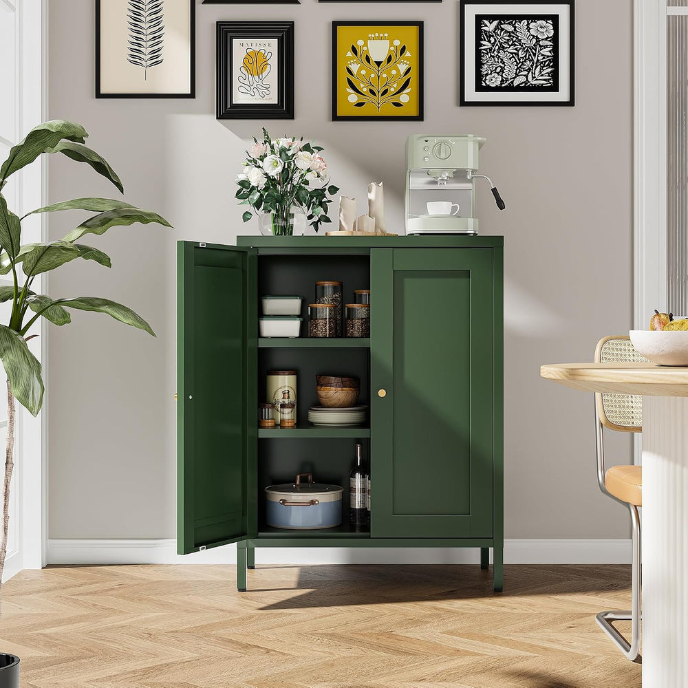Bevivog Small Bathroom Storage Cabinet, Green Metal Locker