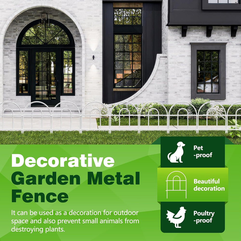 Decorative Garden Fence 32.5ft x 17in - 30 Pack Rustproof Metal No Dig Fence ...
