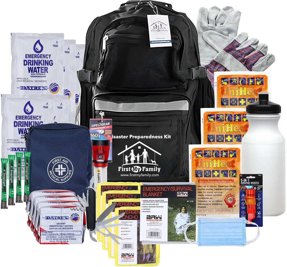 First My Family All-in-One 4 Person, 72 Hour Emergency Survival Kit for Fires...
