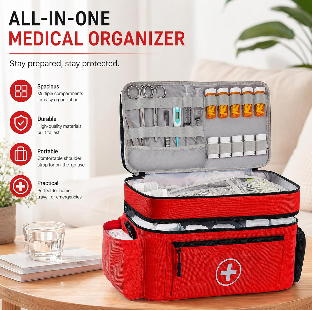 Medicine Organizer and Storage Bag Empty, Family First Aid Box, Pill Bottle O...