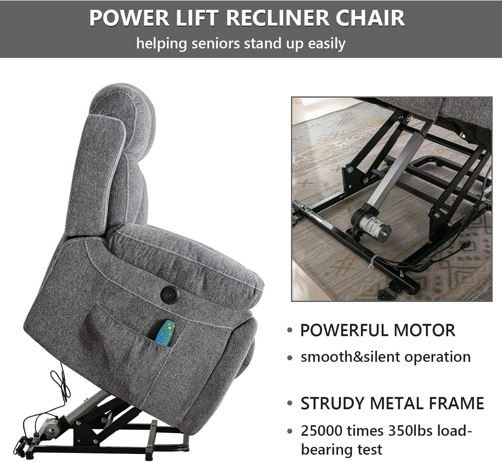 CANMOV Power Lift Recliner Chair for Elderly, Lift Chair with Massage Heat