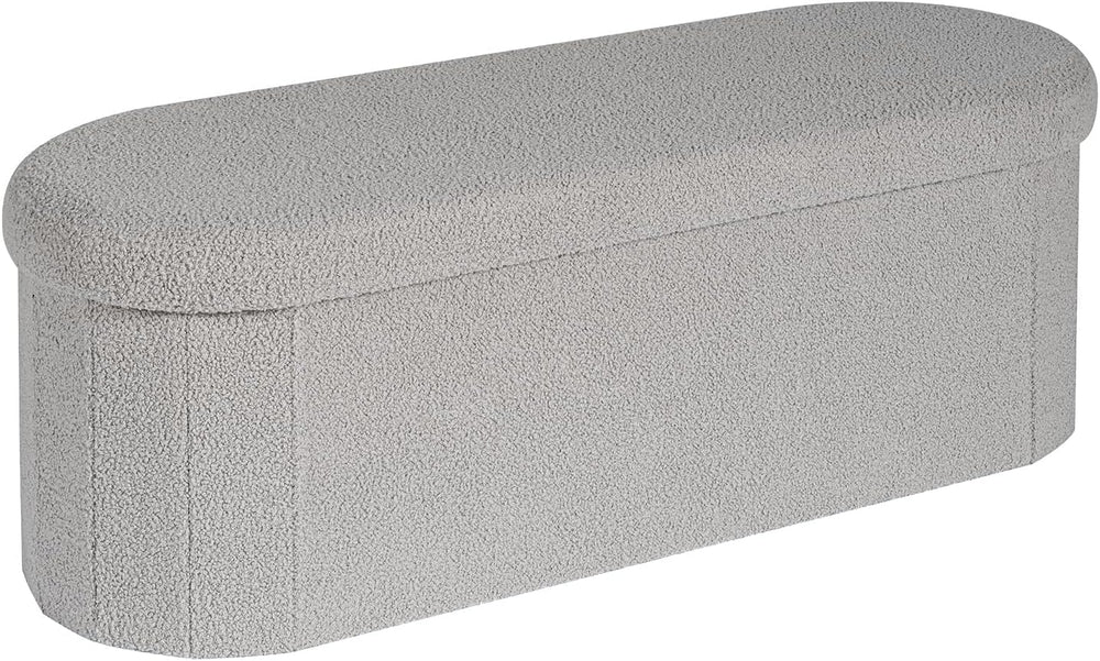 B FSOBEIIALEO 43.3" Sherpa Ottoman with Storage for Living Room, Grey
