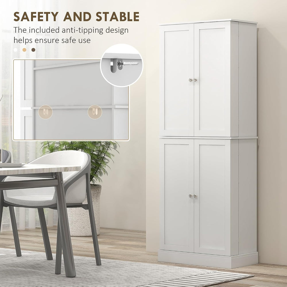 HOMCOM 65" Kitchen Pantry Storage Cabinet 16 Door Shelves White
