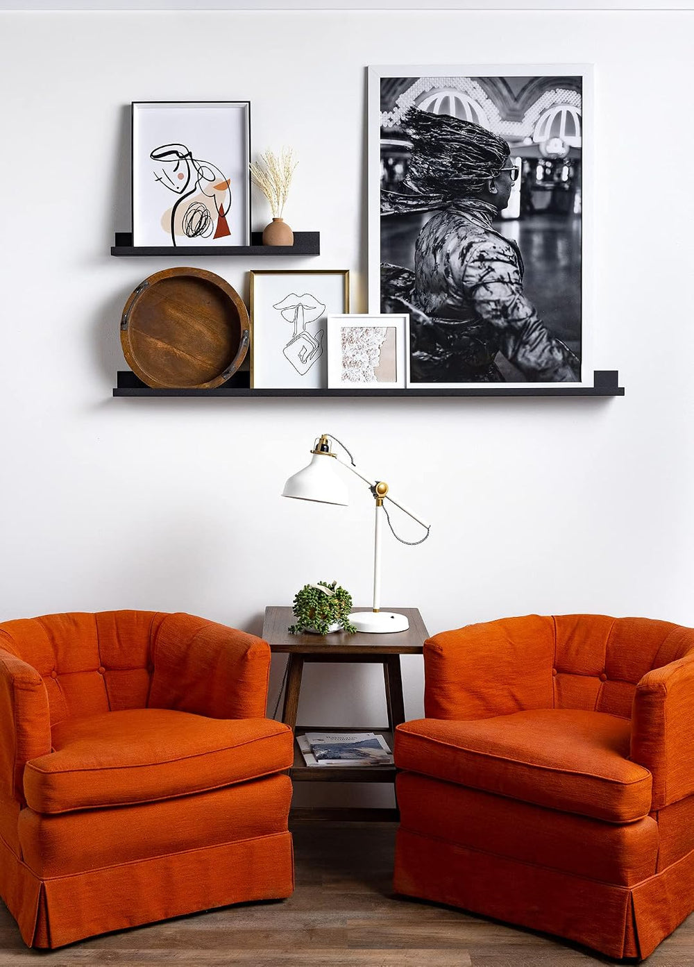 Infinite Design 48" Metal Floating Wall Shelf | Modern Black Powder-Coat...