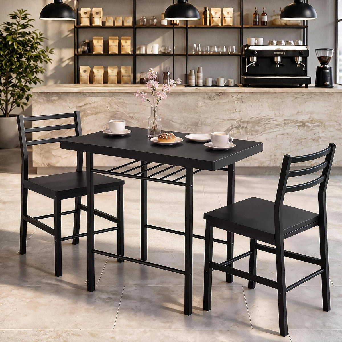 shahoo 3-piece dining table set for 2, kitchen, side view