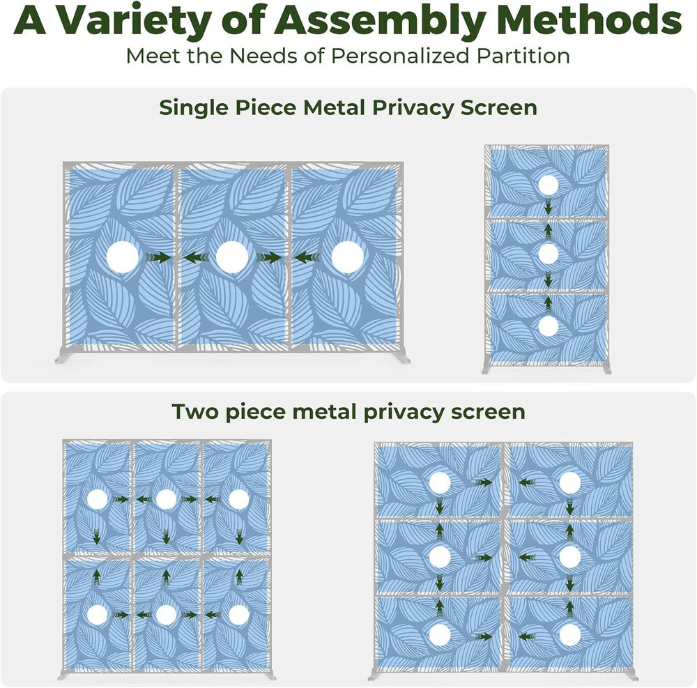 Kingsyard 72x47 Inch Metal Privacy Screen Outdoor Freestanding