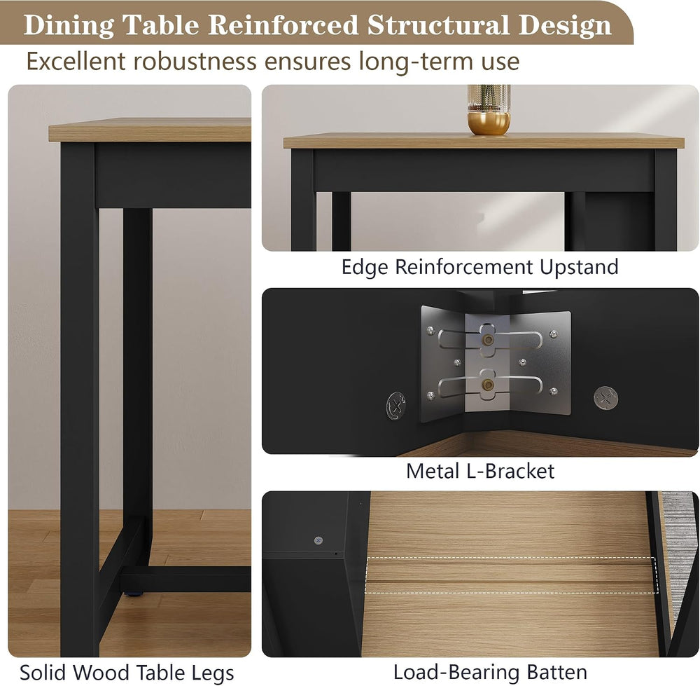 HLR 3-Piece Dining Table Set for 2 Person, Small Farmhouse Kitchen Table with...