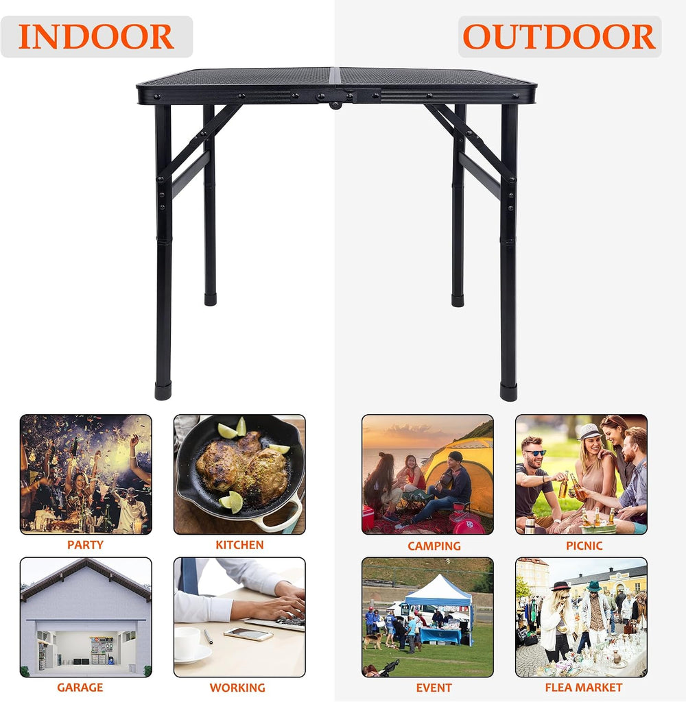 FORUP Small Folding Table, Camping Table with Mesh Desktop, Portable Picnic T...