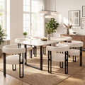 Modern Corduroy Dining Chairs Set of 6 with Metal Legs,Comfy Accent Dining Room Chairs Upholstered Kitchen Side Chairs with Curved Backrest for Dining Room Kitchen Living Room (Beige,6)
