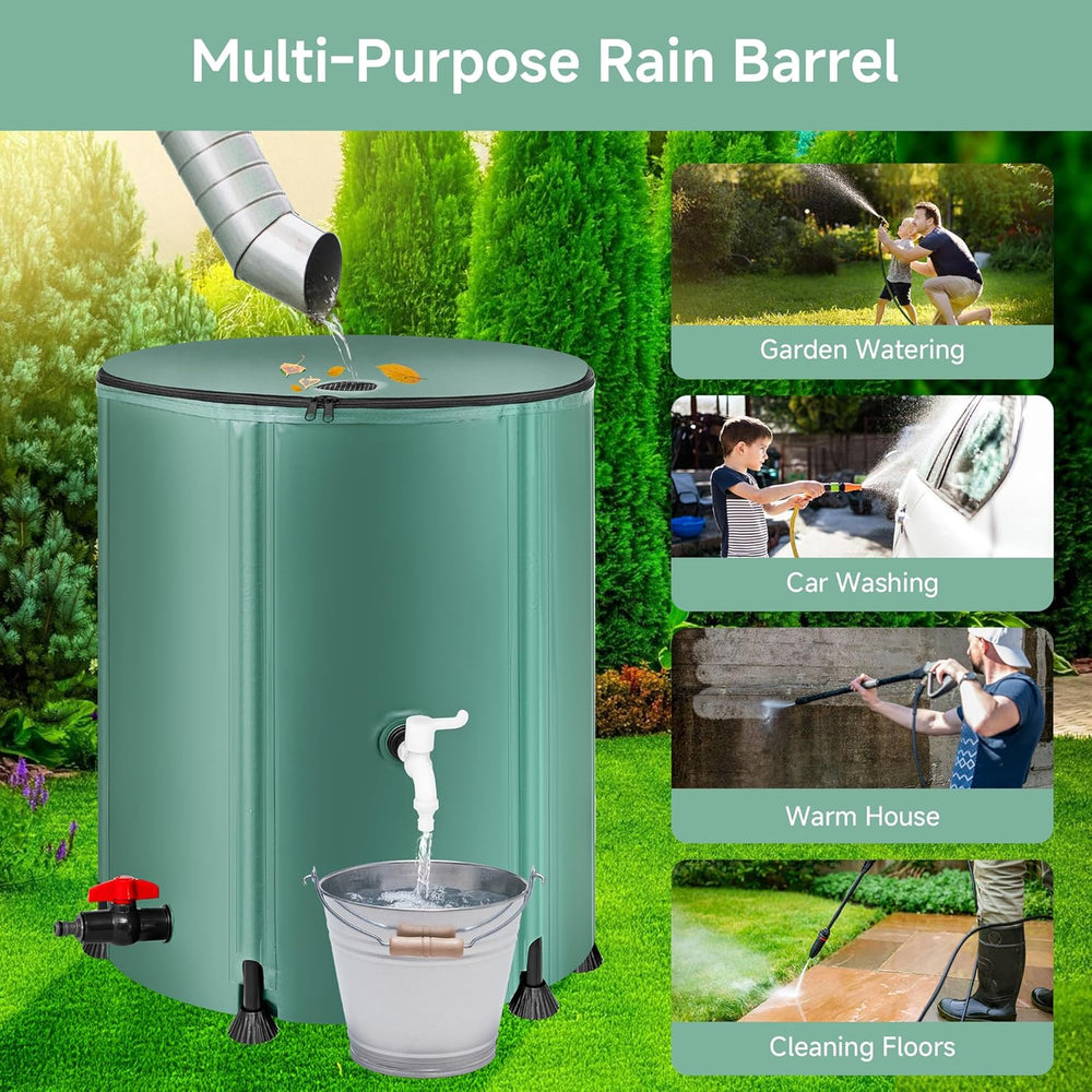 Collapsible Rain Barrel Water Storage Containers 53 Gallon