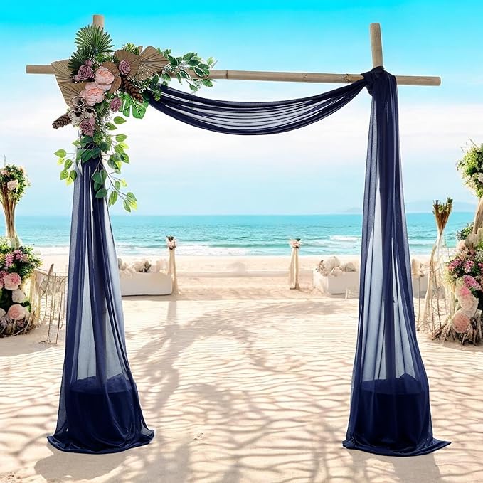 MDS Halloween Chiffon Draping Fabric - 2 Panel, 30" Wide x 100ft Long - Sheer Spooky Arbor & Canopy Drapery for Haunted House Backdrops, Party Ceilings, DIY Costumes & Themed Events - Navy Blue (Pack of 2)