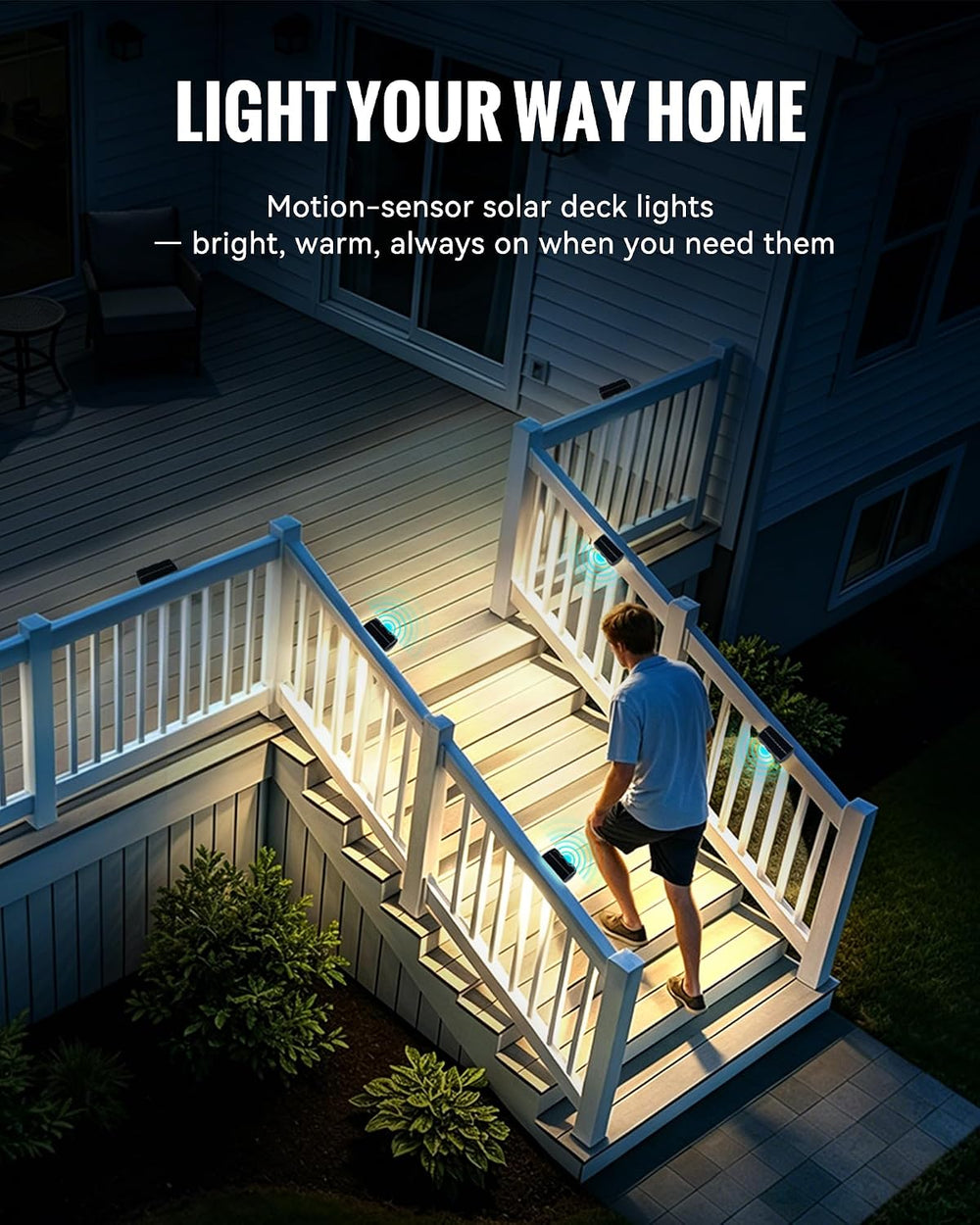 12 Pack Solar Deck Fence Lights Outdoor with 3 Modes Motion Sensor