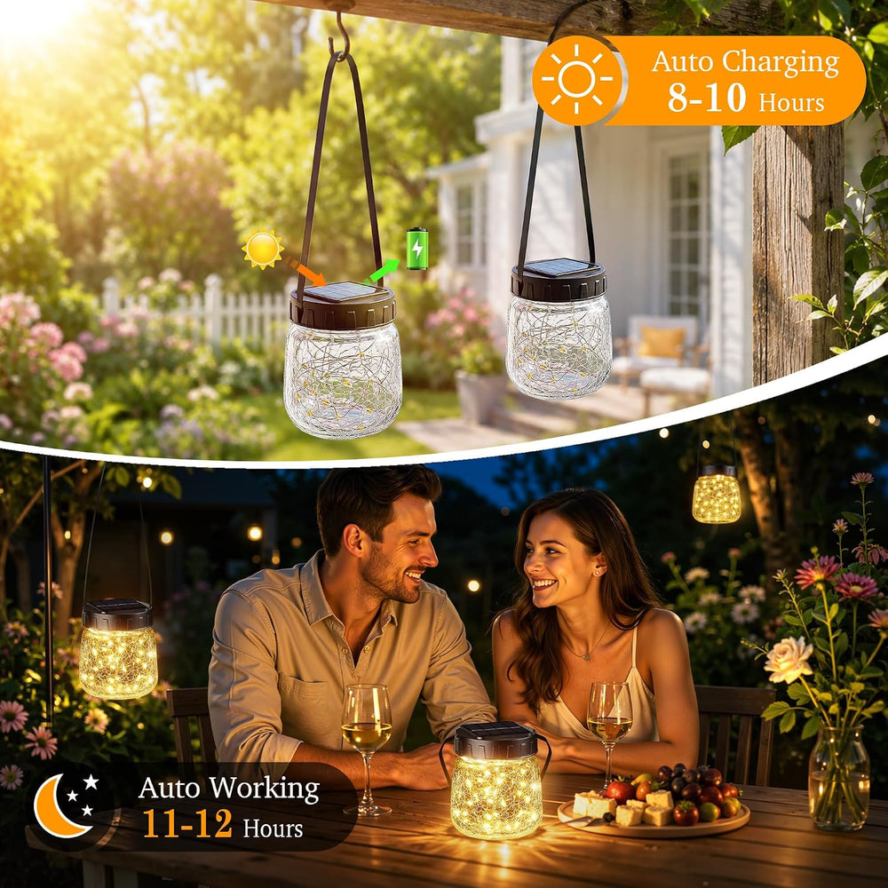 BUCASA Small Solar Lanterns Outdoor Waterproof Hanging Solar Lights
