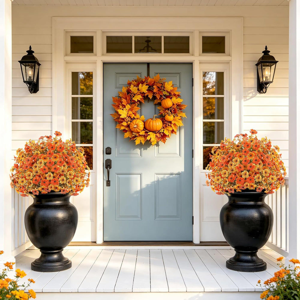 Agusbagli 2 PCS Fall Artificial Flower Ball Topiary 24" with Ground Spikes
