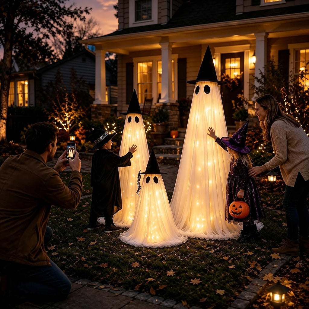 Halloween Decorations Outdoor - 3 Packs Light Up Ghost Decor for Porch Yard