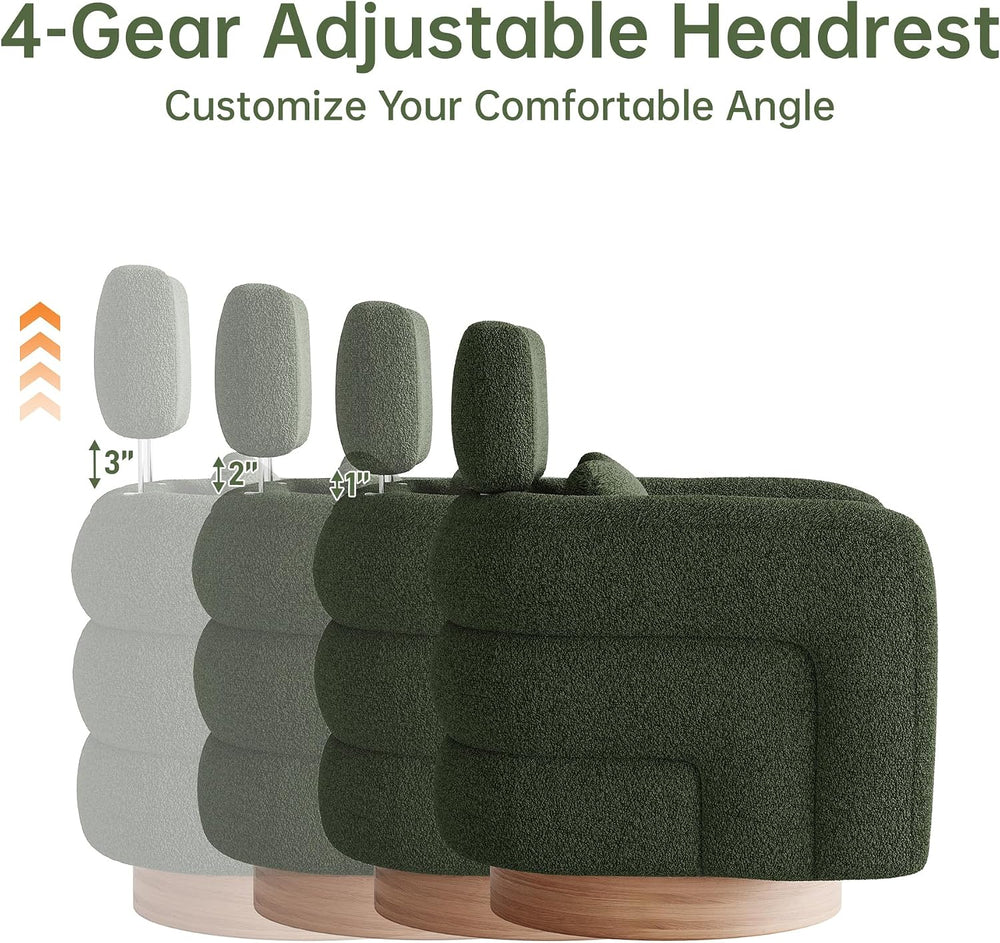 360 Degree Swivel Accent Chair with Adjustable Headrest, Green