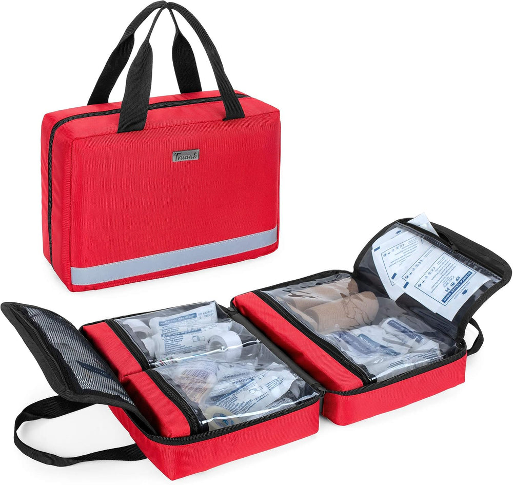 Trunab Small First Aid Kit Bag Empty Portable Emergency Kits Trauma Bag,Red