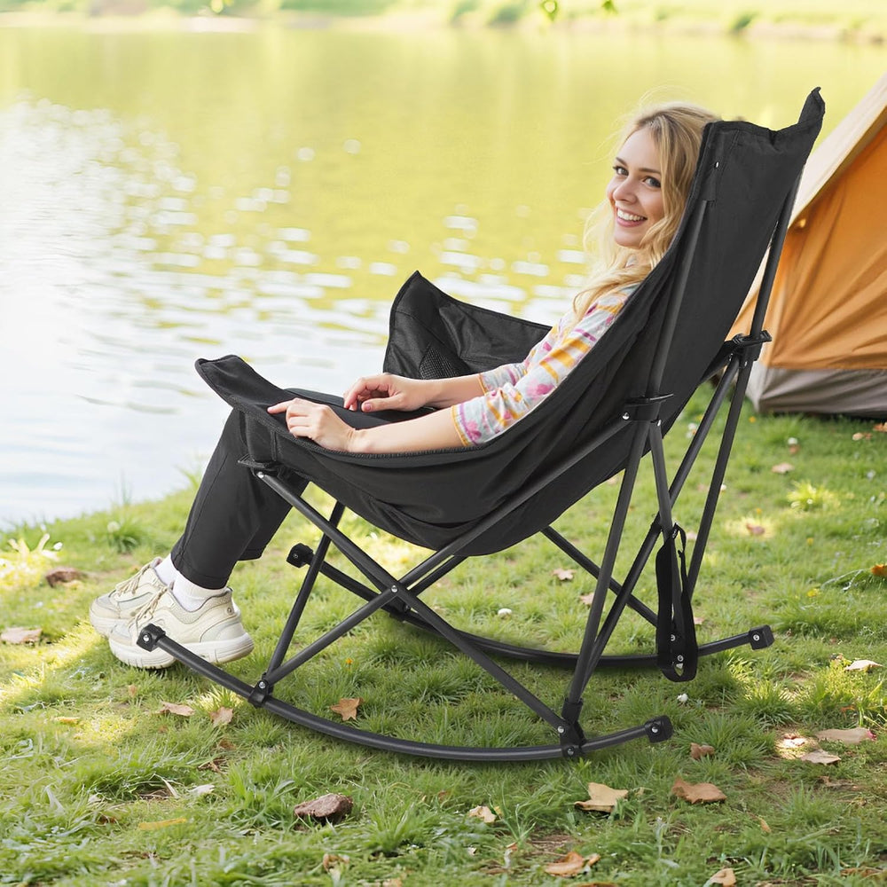VEVOR Rocking Camping Chair, Portable Folding Rocker, Heavy-Duty Lawn Chair R...