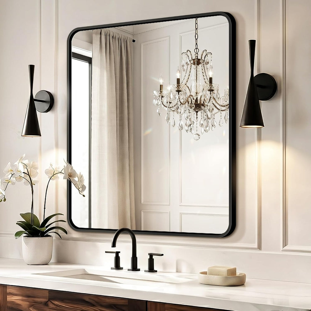 Bathroom Vanity Black Mirror for Over Sink, 36" x 30"