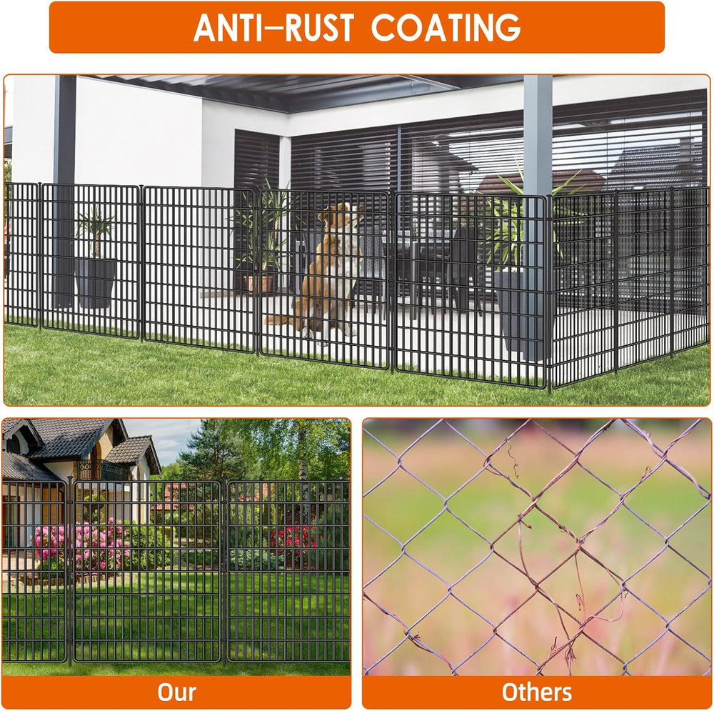 10 Panels No Dig Fence with Gate, 40 in(H) X 24 ft(L) Garden Decorative Fence...