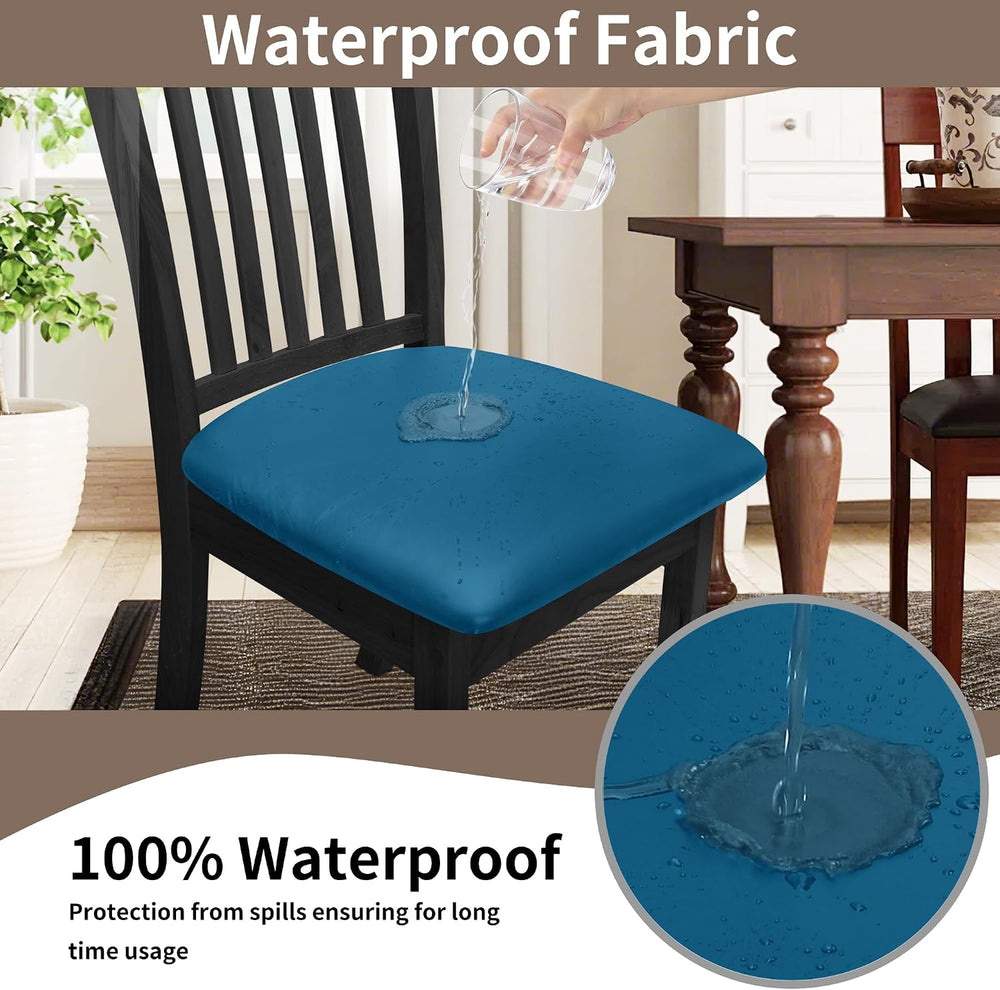 Easy-Going Waterproof PU Leather Seat Covers for Dining Room Chairs Set of 4