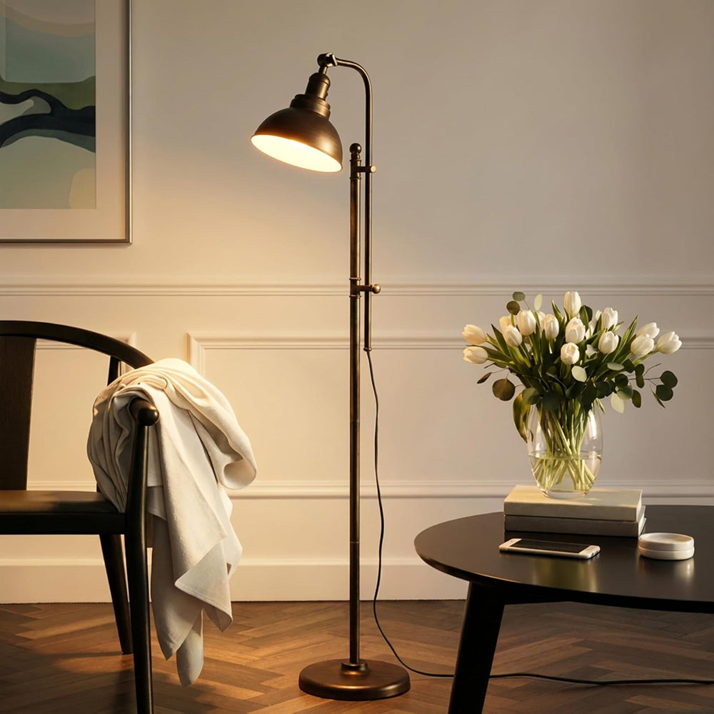 Brightech Dylan Industrial Floor Lamp for Living Rooms & Offices, Bright ...