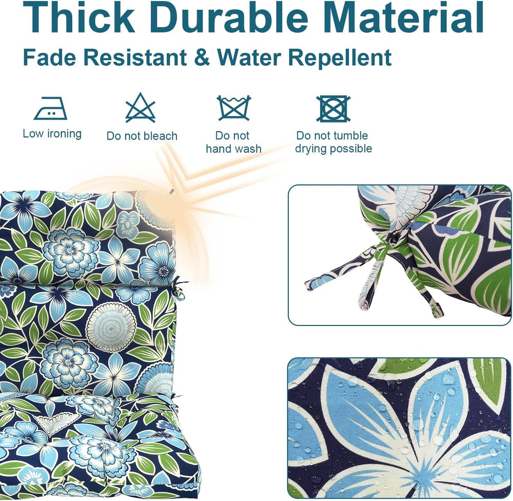 DYTXIII Outdoor High Back Chair Cushions Set of 2, Water Repellent Tufted Roc...
