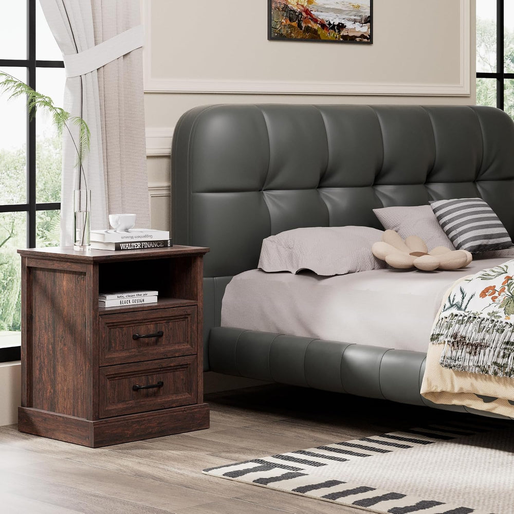 Tradare 3 Pcs Farmhouse Dresser and Nightstand Sets for Bedroom, 7 Drawer Dre...
