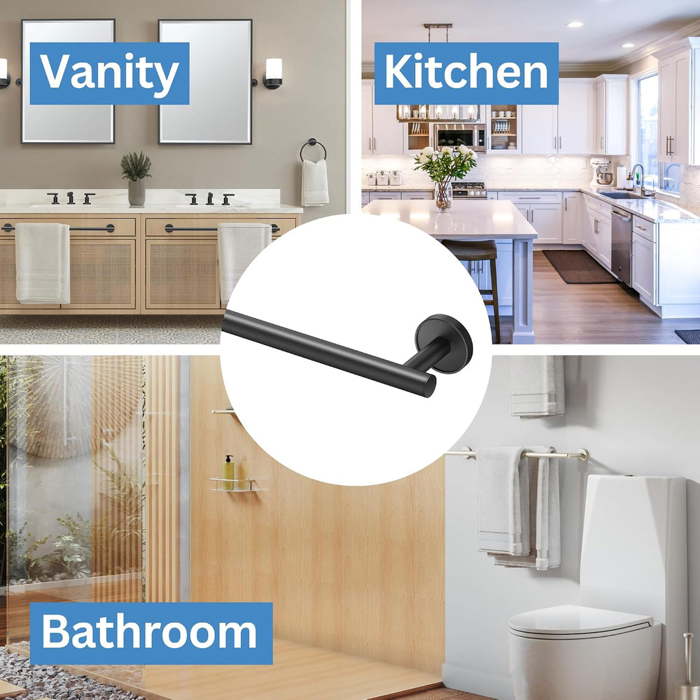 Gatco 5550MX Sky Wall Mounted Towel Bar, 24-Inch Matte Black Bathroom Towel H...