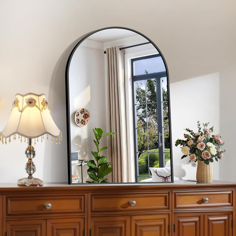 CIRCUMI Arched Wall Mirror, 24"x36" Black Arched Mirror for Bathroom