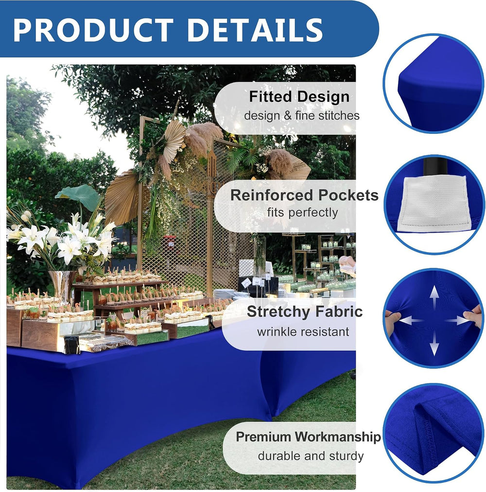 Spandex Table Cloths for 6 foot Rectangle Tables-Fitted Stretch Table Cover