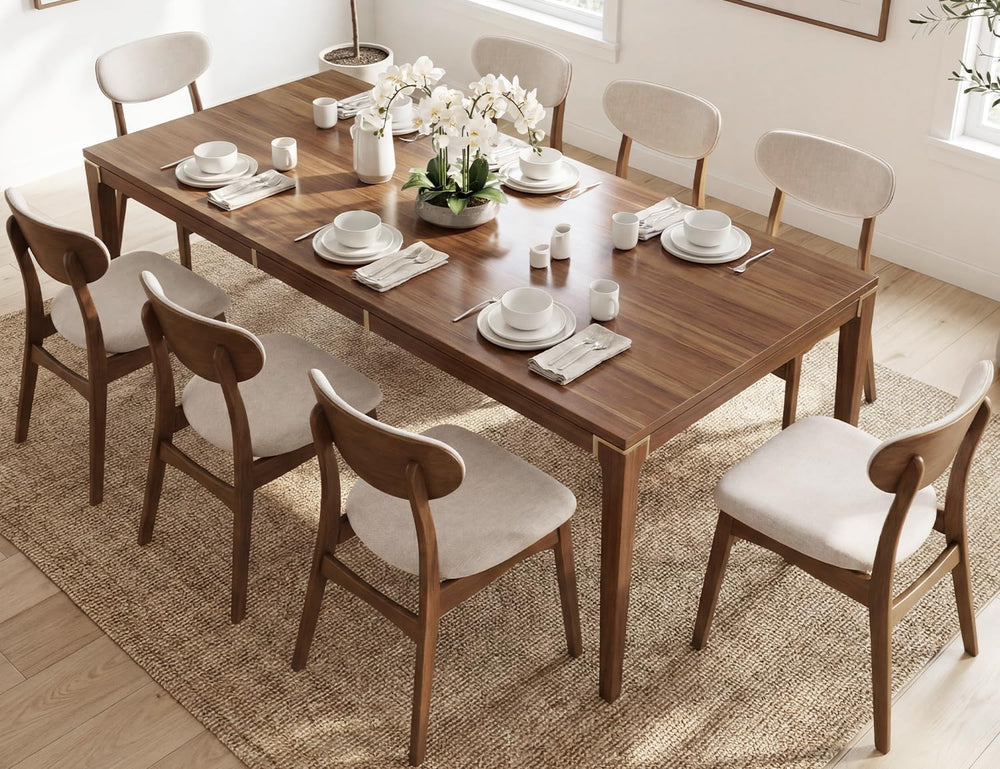 Wooden Dining Chairs Set of 2 - Farmhouse Fabric Upholstered Kitchen Chairs w...