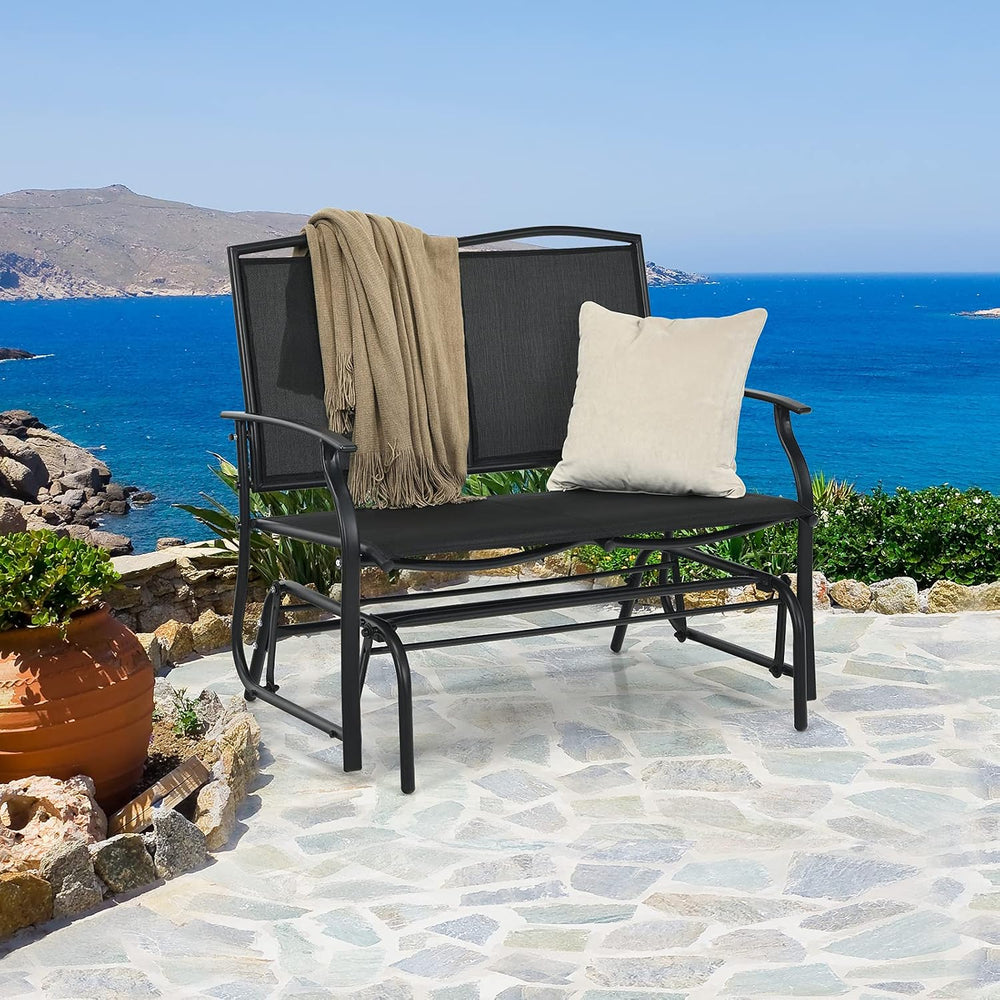 GIANTEX Patio Glider Benches for Outside, Swing Glider Chair w/Steel Frame