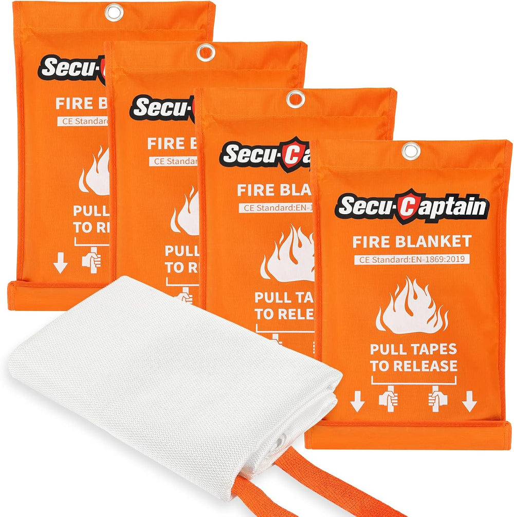 SecuCaptain Emergency Fire Blanket for Home and Kitchen - 4 Pack 40"x40&...