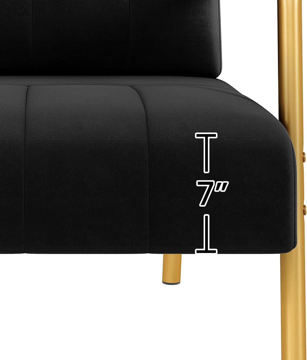 Yaheetech 30" Velvet Sofa Chair Accent Sofa with Gold Metal Leg, Black
