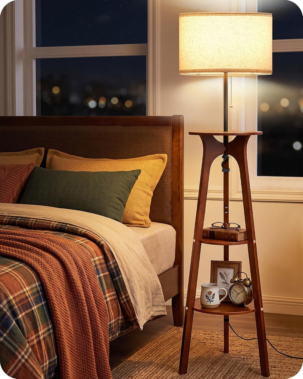 Floor Lamp for Living Room, Standing Lamp with 3 Shelves