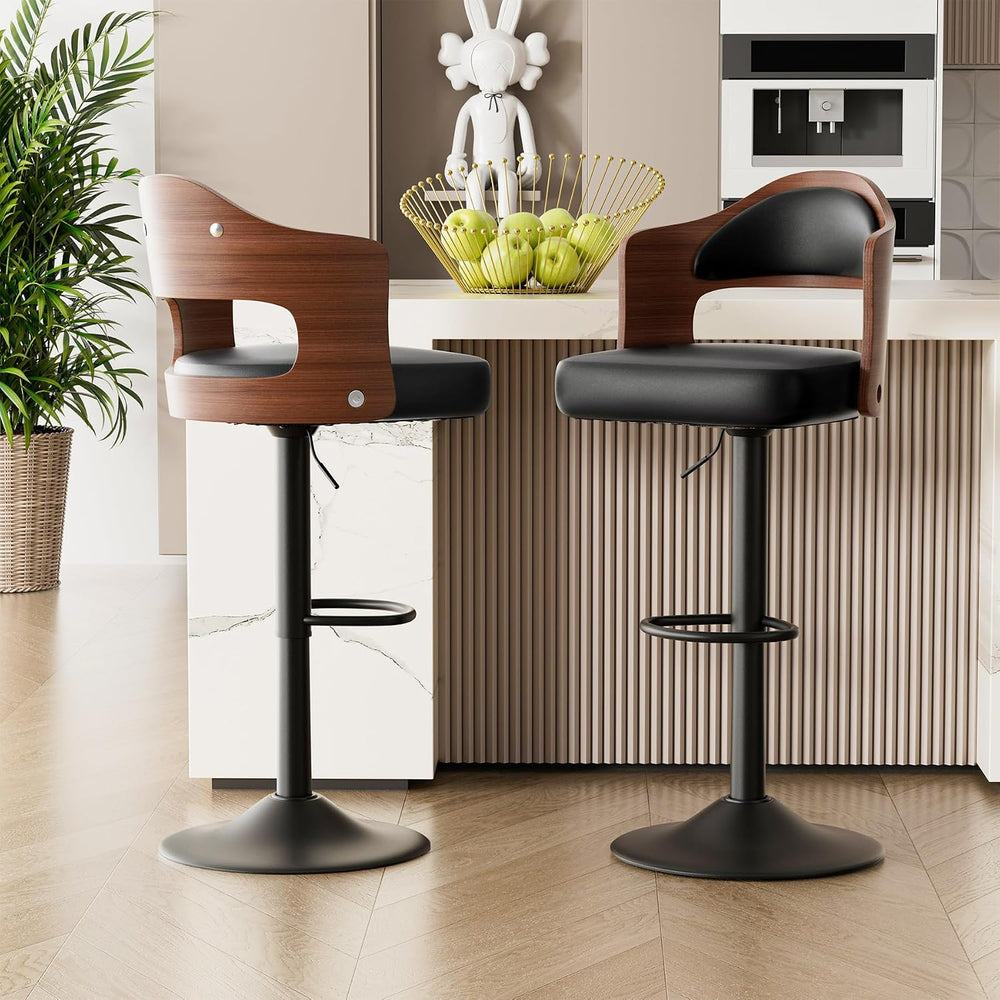 Swivel Bar Stools Set of 2,Bentwood Adjustable Height Barstools