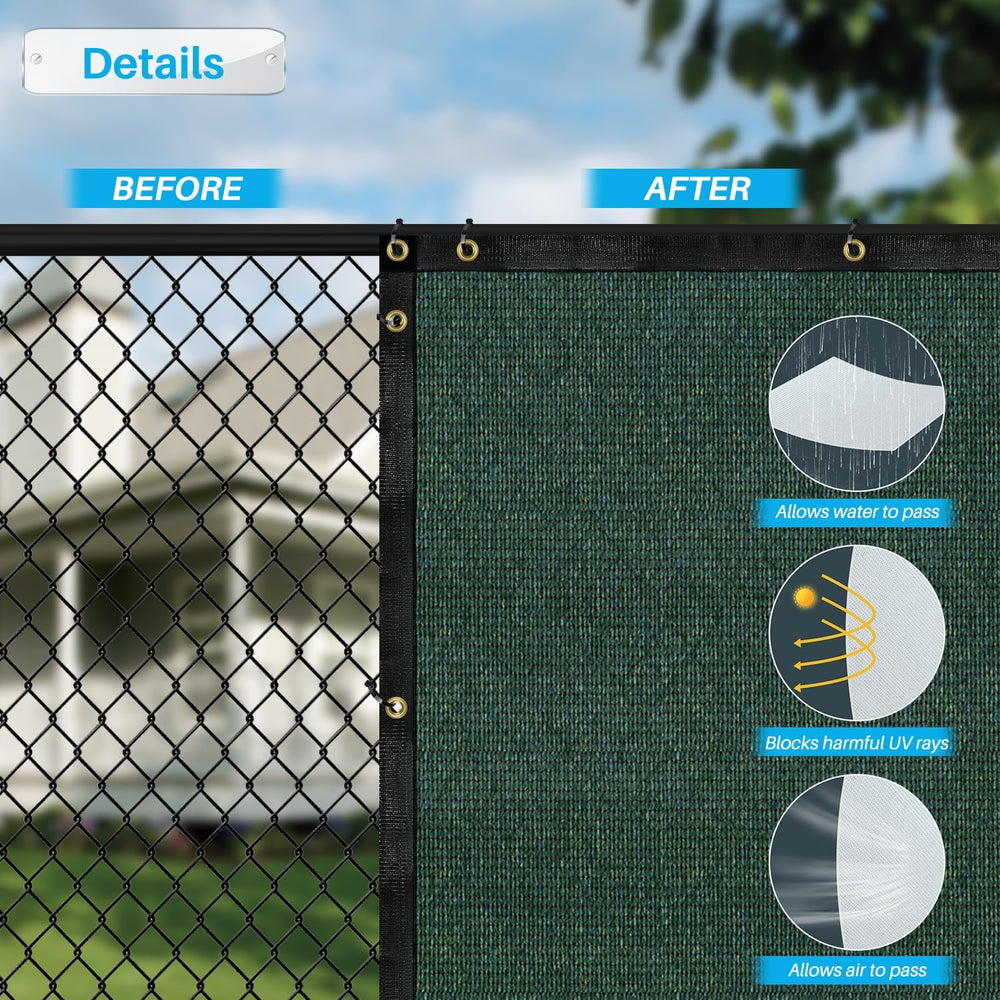 Patio 6 x 20 Fence Privacy Screen Green Commercial Grade Mesh Shade Fabric wi...