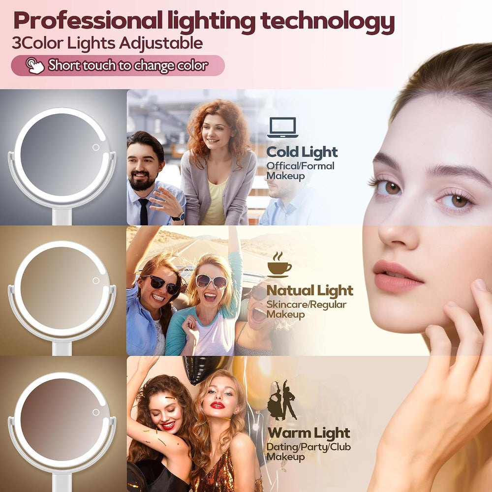 MOMOKUBA Makeup Mirror with Lights, 30X Magnifying & Height Adjustable, L...