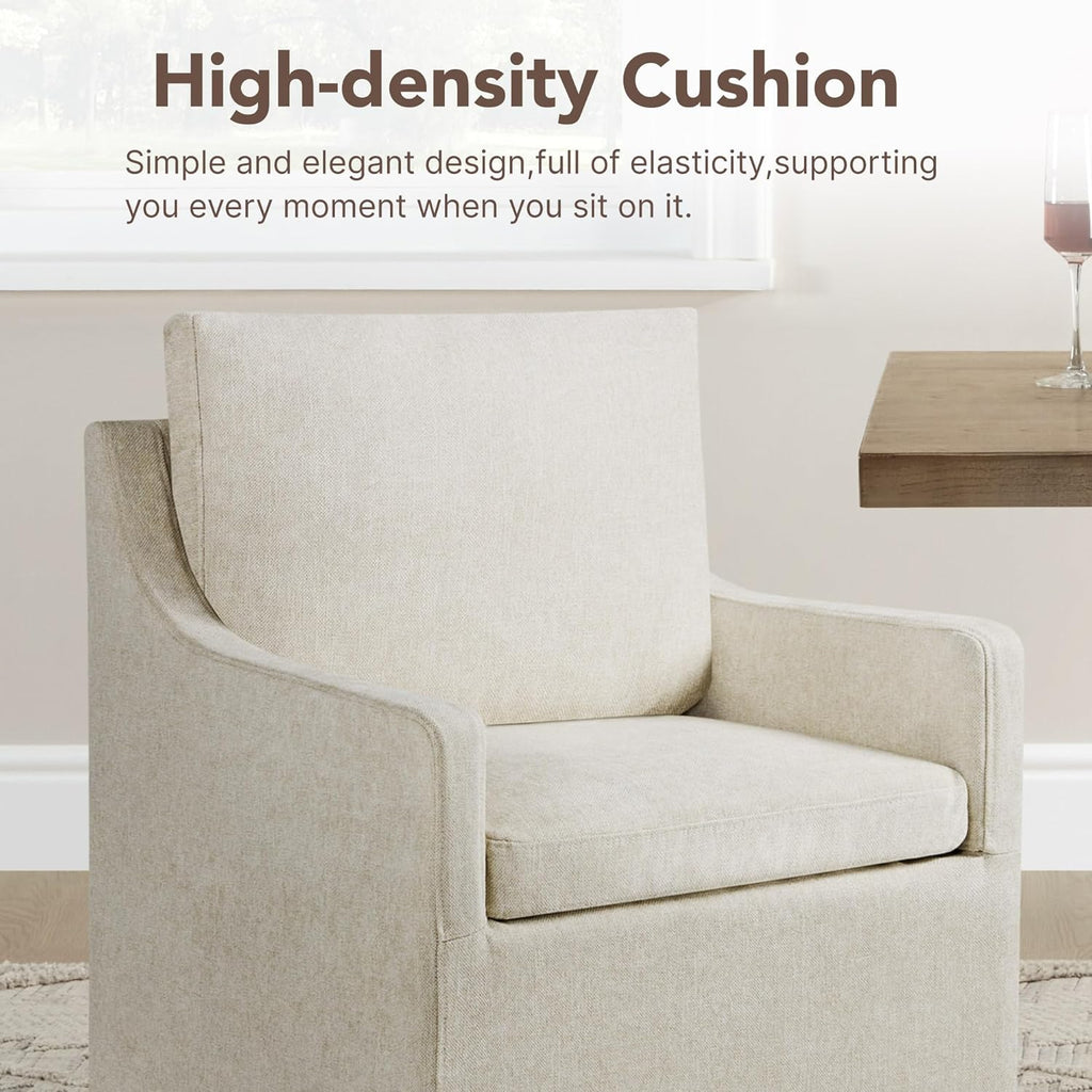 KISLOT Upholstered Dining Chairs Set of 1 with Washable Cover, Oatmeal