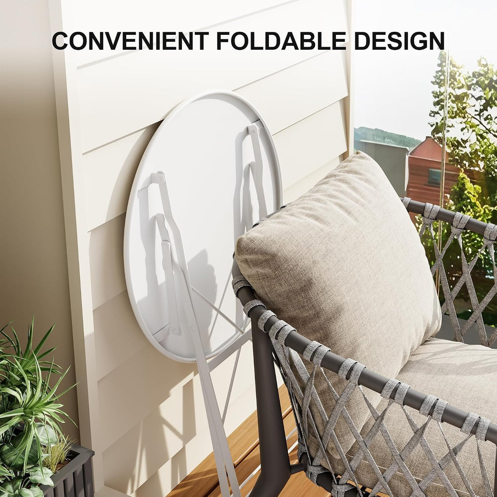 GarveeHome 3-Piece Foldable Bistro Set, Outdoor Patio Furniture with 2 Foldin...