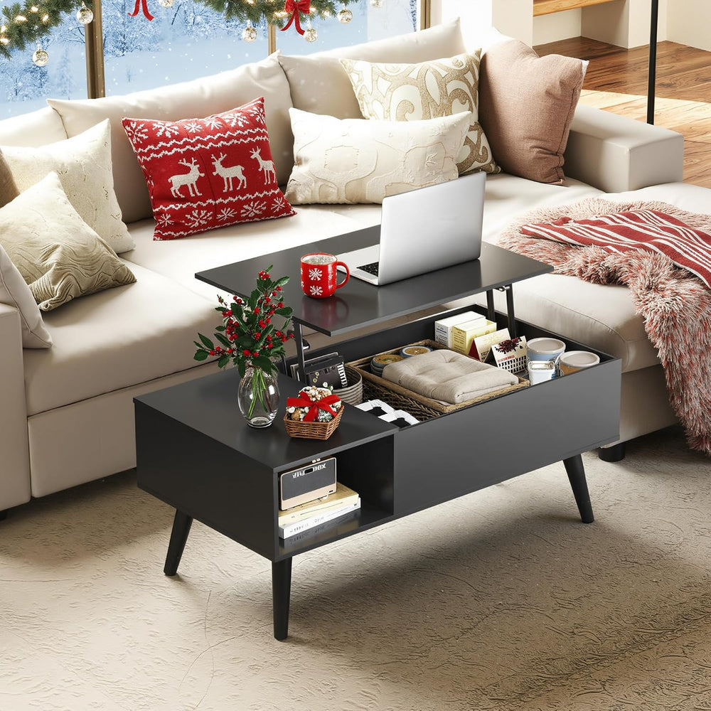 WLIVE Lift Top Coffee Table with Hidden Storage, Black