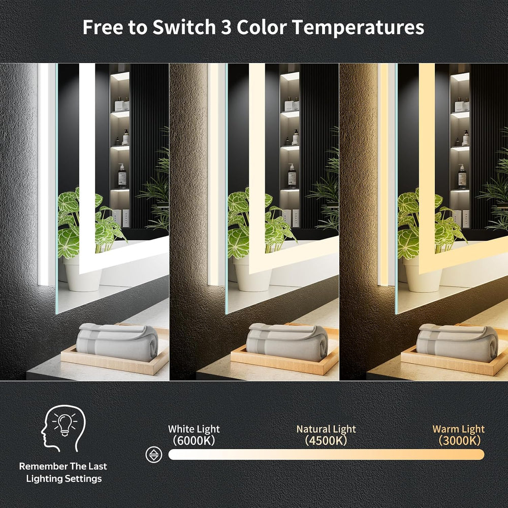 24"x36" LED Bathroom Mirror with Lights, Backlit+Frontlit, Anti-Fog