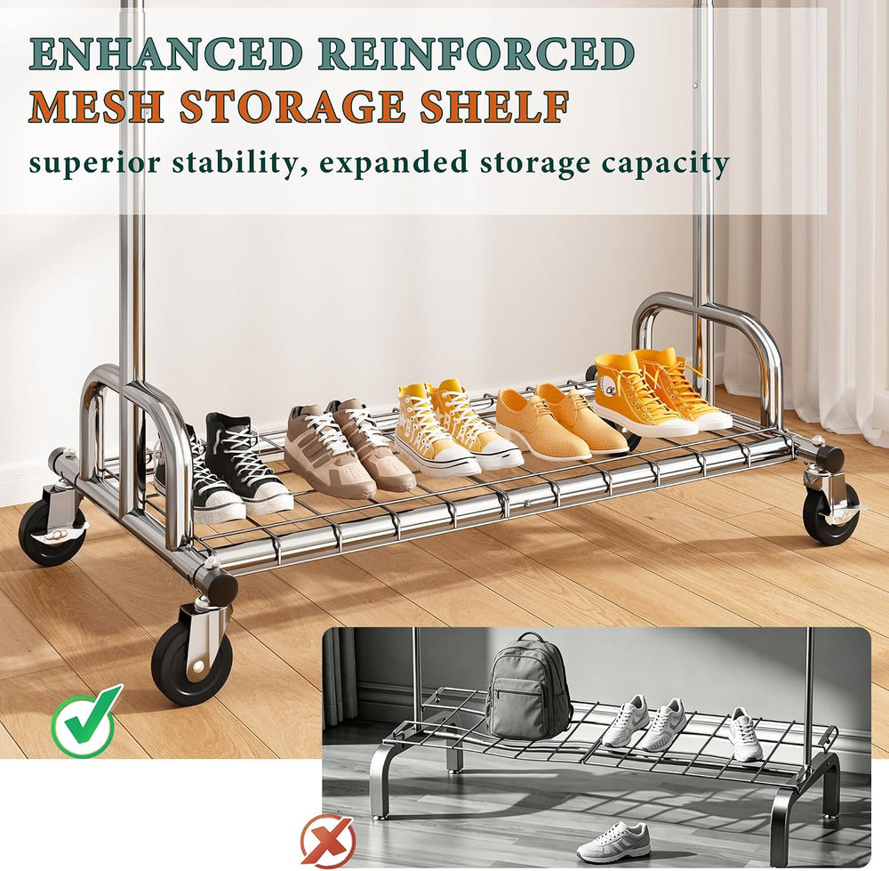 Raybee Heavy Duty Clothes Rack 530LBS Adjustable Rolling Clothes Rack