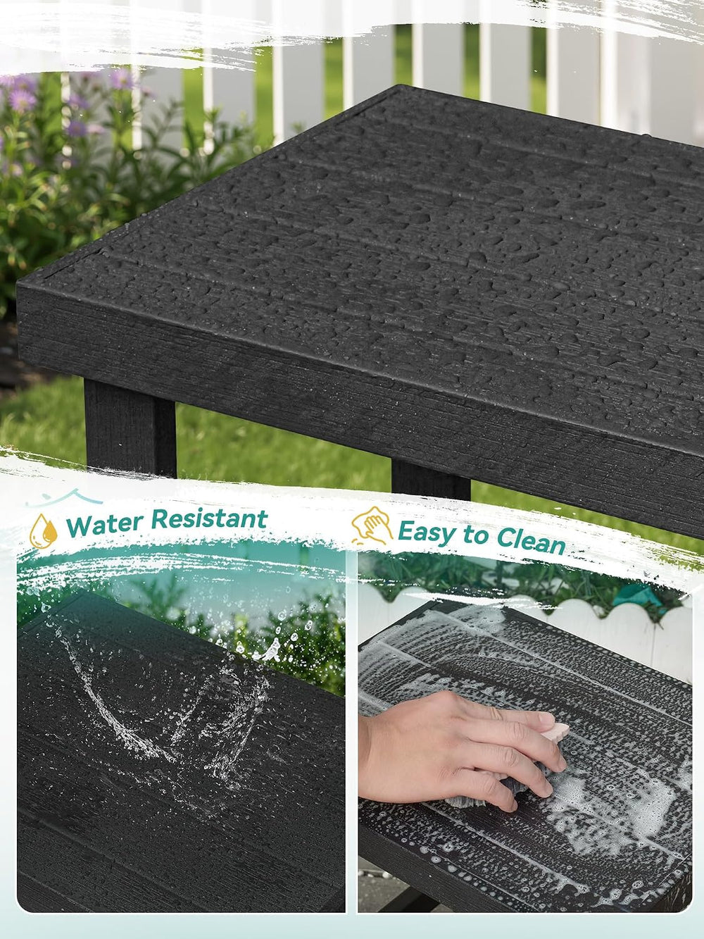 Homejoy HDPS Outdoor Side Table, Adirondack Coffee Table for Patio, Black