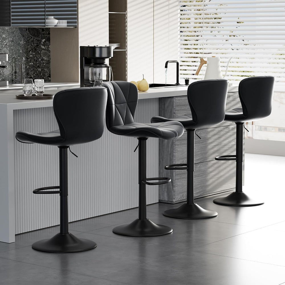 Bar Stools Set of 3,Adjustable Swivel Barstools, Faux Leather Bar Chairs,Upho...