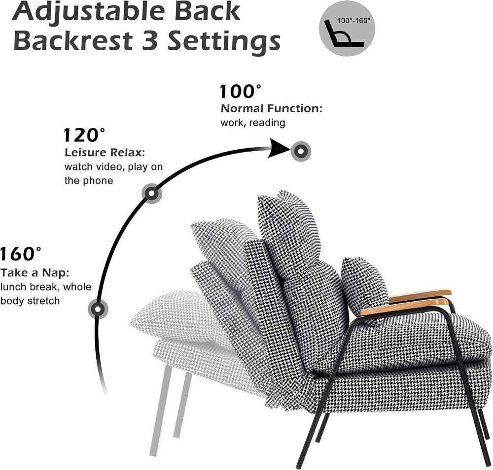 MCombo Accent Recliner Chair with Ottoman, Modern Fabric Armchair, Upholstere...