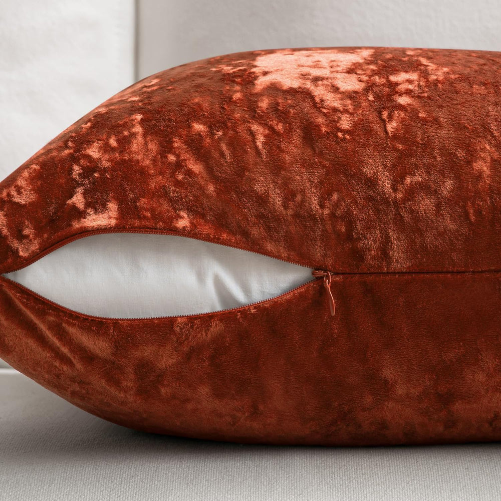 MIULEE Fall Velvet Throw Pillow Covers Rust 24x24 inch Set of 2