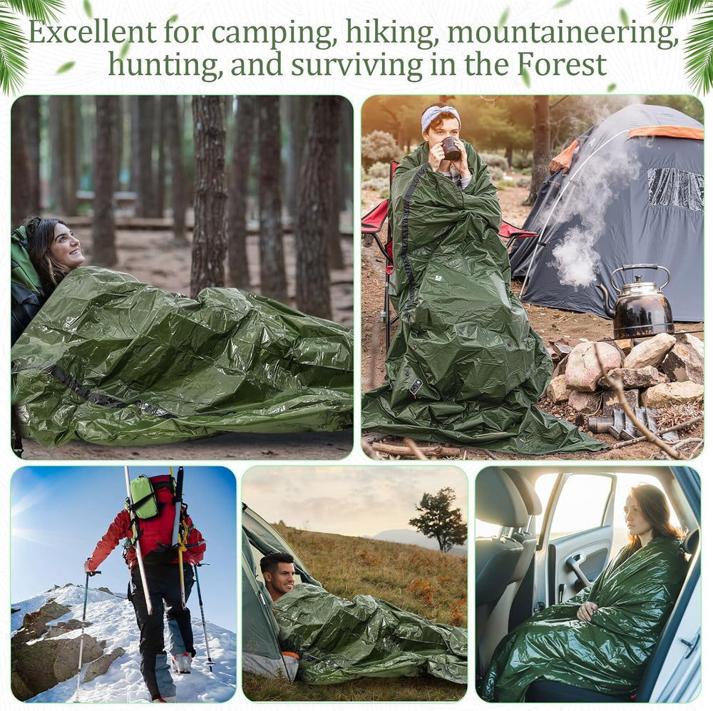 Mixweer 12 Pcs Emergency Sleeping Bag Portable Survival Thermal Bivy Sack Lig...
