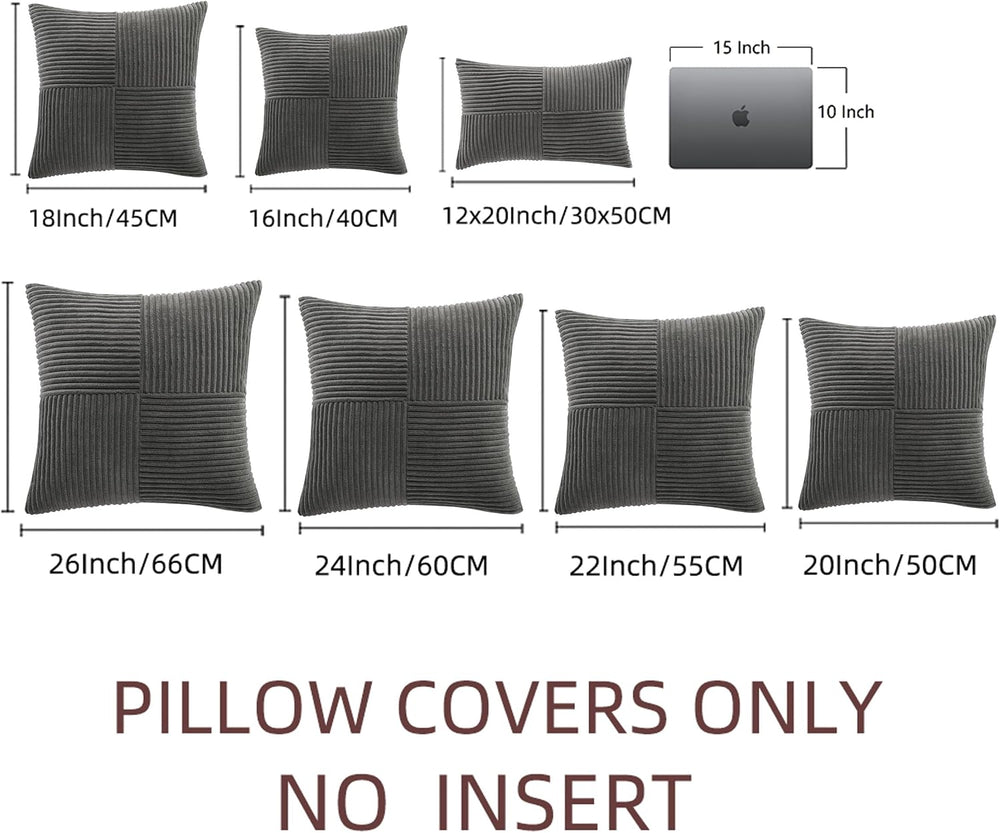 Fancy Homi 2 Packs Dark Gray Euro Decorative Throw Pillow Covers 28x28 Inch f...
